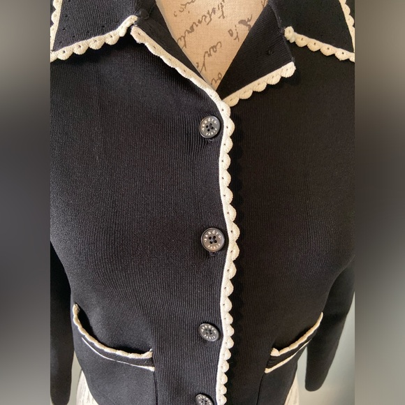 Sandro Leanna Cropped Scalloped-Trim Cardigan size 2 - Picture 6 of 14